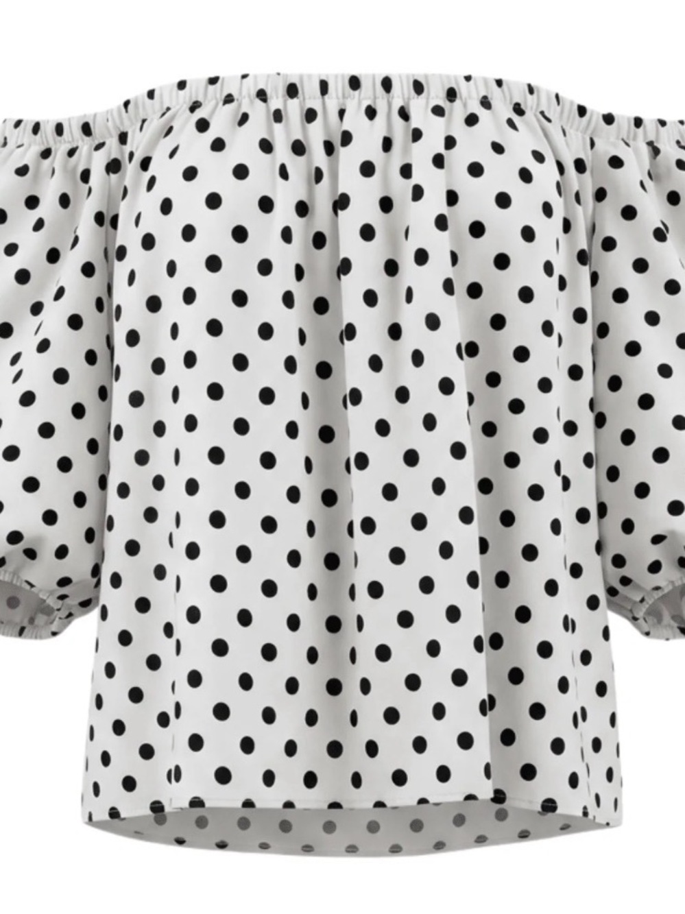 NIB St. Barths La Robe Dottie Off Shoulder Top In White Black Polka Dot. Small